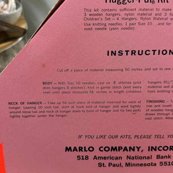 Vtg Hugger Puf Hanger Gift Kit Marlo Co Knit Nylon Dress Style Puffed Hangers - Picture 11 of 17